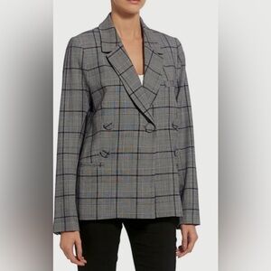 SEA New York Bacall Checked Blazer Grey Double Breasted XS